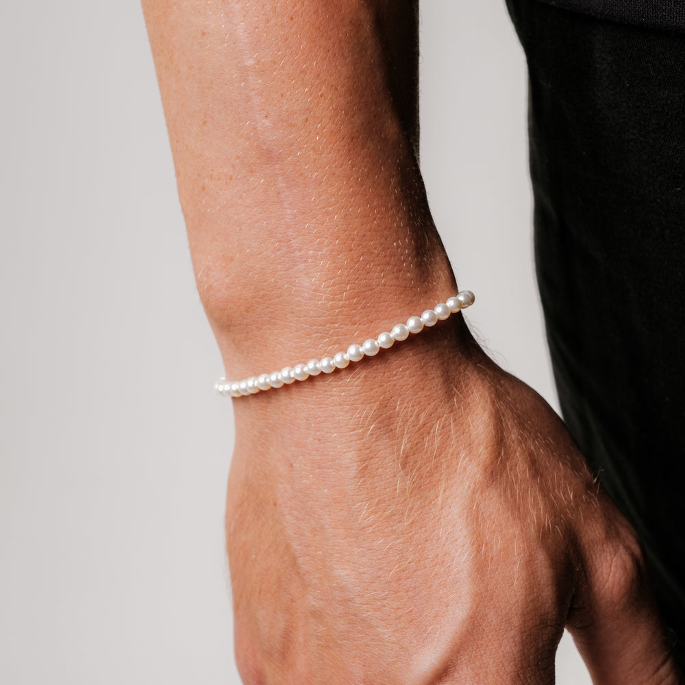 Perlenarmband 4MM (Silber) (N)