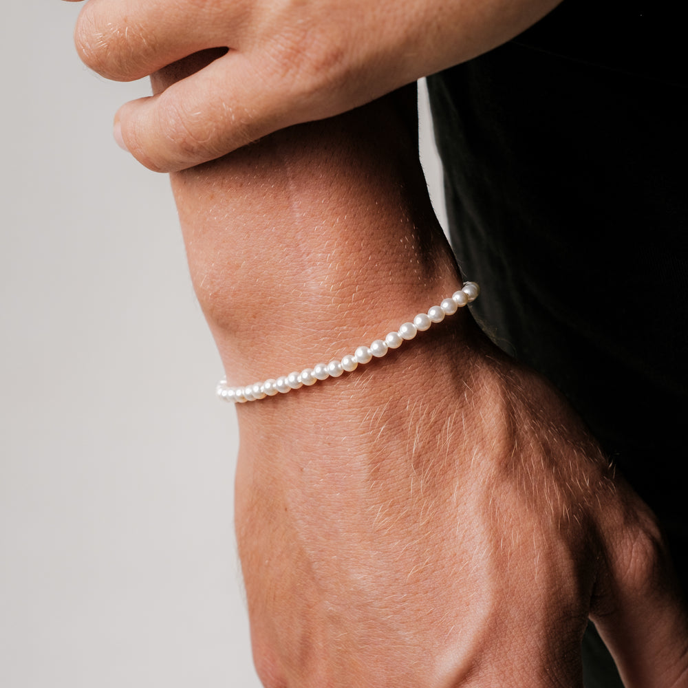 Perlenarmband 4MM (Silber) (N)