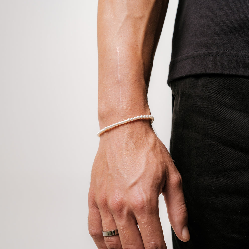 Perlenarmband 4MM (Silber) (N)