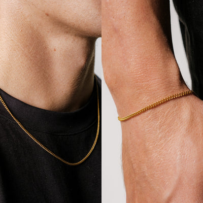 Bundle: Cuban Chain + Bracelet 2MM (18K Gold Plated)