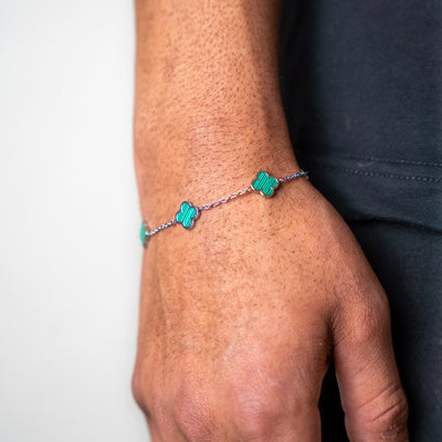Fortuna Clover Bracelet Green (Silver Plated)