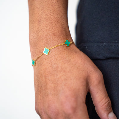 Fortuna Clover Bracelet Green (18K Gold Plated)