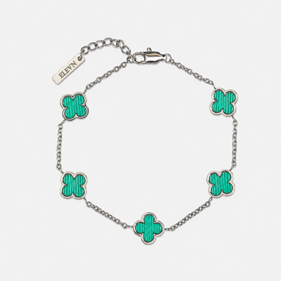 Fortuna Clover Bracelet Green (Silver Plated)