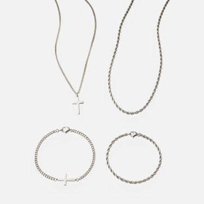 Cross x Rope 2MM SET | SILVER PLATED