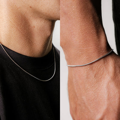 Bundle: Square Chain + Bracelet 1.4MM (Silver Plated)