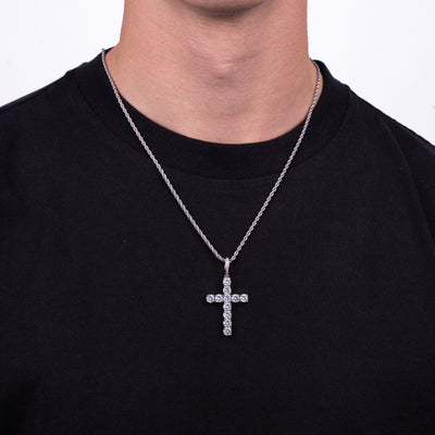 Diamond Cross Pendant (Silver Plated)