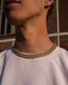 15MM Iced Out Prong Chain - 18K Gold